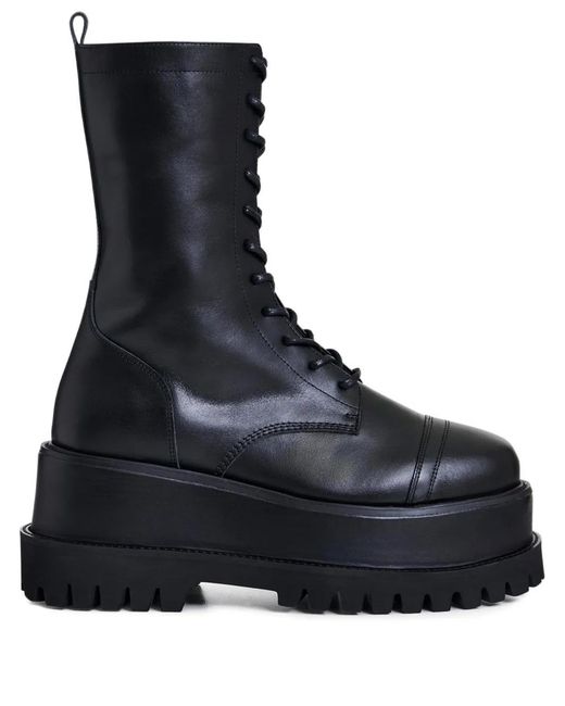 Essentiel Antwerp Black Platform Lace-Up Combat Boots