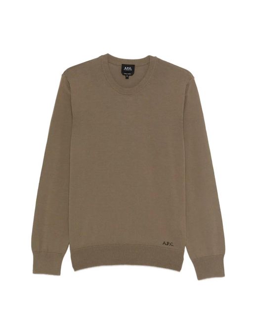 A.P.C. Natural Crewneck Embroidered Sweatshirt for men