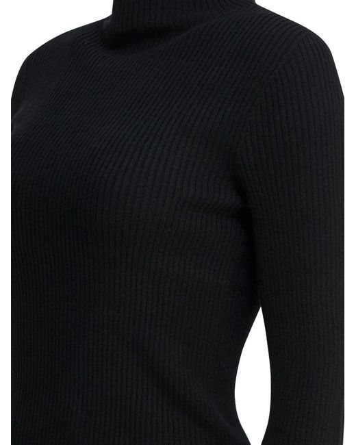 R2W Black Lesley Roll-Neck Split-Back Sweater