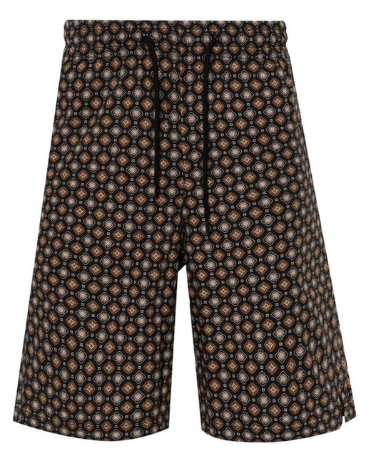 A.P.C. Black Vincento Geometric-Pattern Shorts for men
