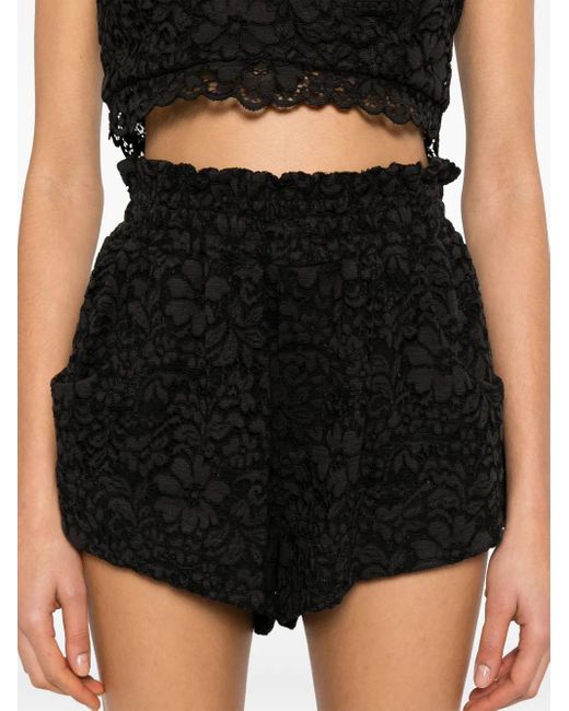 A PAPER KID Black Corded-Lace Shorts