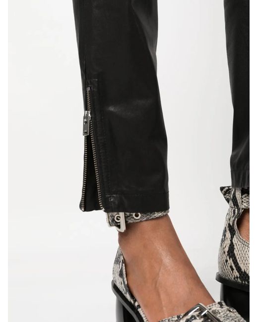 IRO Black Stara High-Waist Leather Tapered Trousers