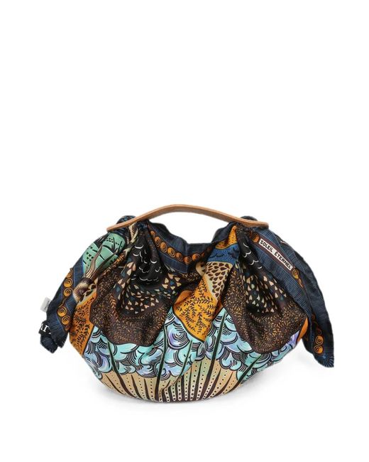 Atelier Vlisco Blue Graphic-Print Silk Backpack