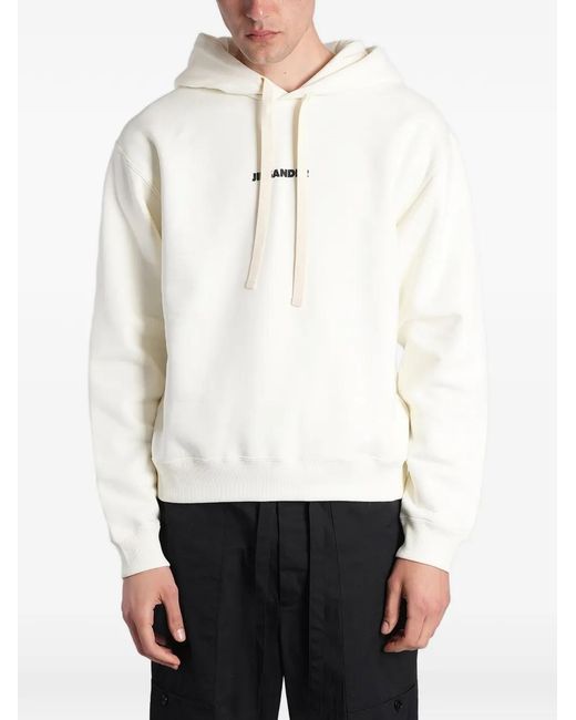 Jil Sander White Hoodie À Logo Imprimé for men