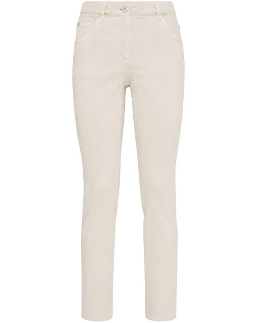 Brunello Cucinelli Natural Halbhohe Skinny-Jeans
