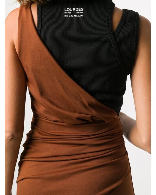 Lourdes Brown Ruched Fitted Evening Dress