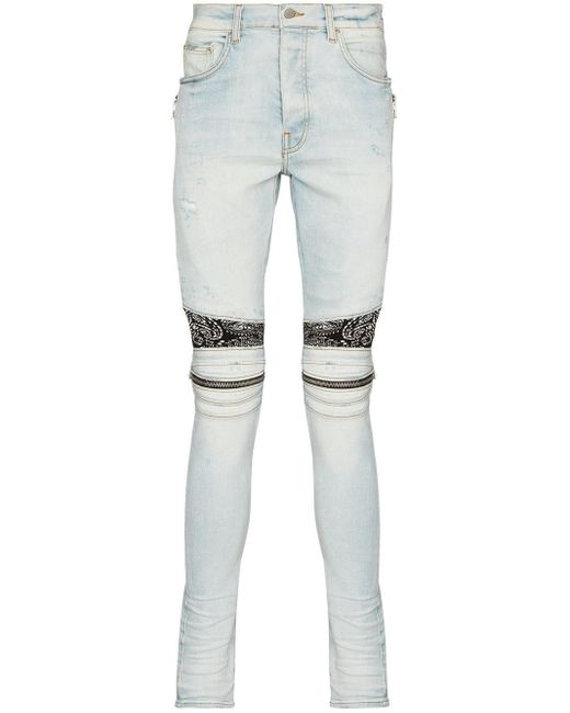 Jeans skinny MX2 Bandana con applicazione di Amiri in Blue da Uomo
