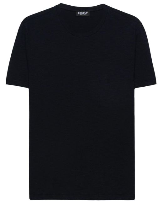 Dondup Black Logo-embroidered Cotton T-shirt for men