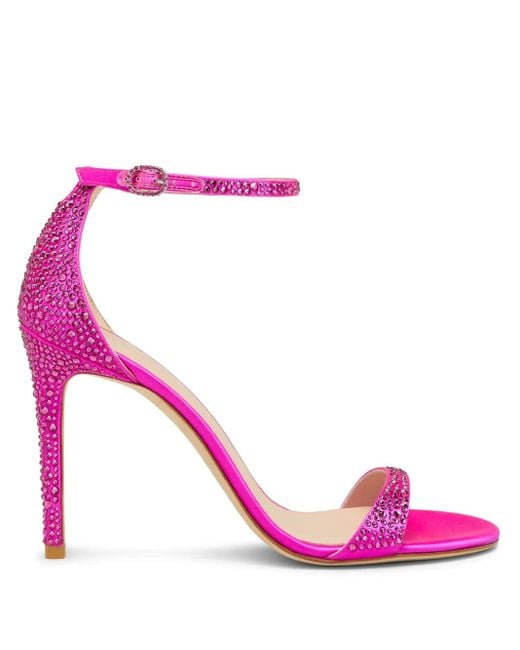 Stuart Weitzman Pink 100Mm Nudist Shine Sandals
