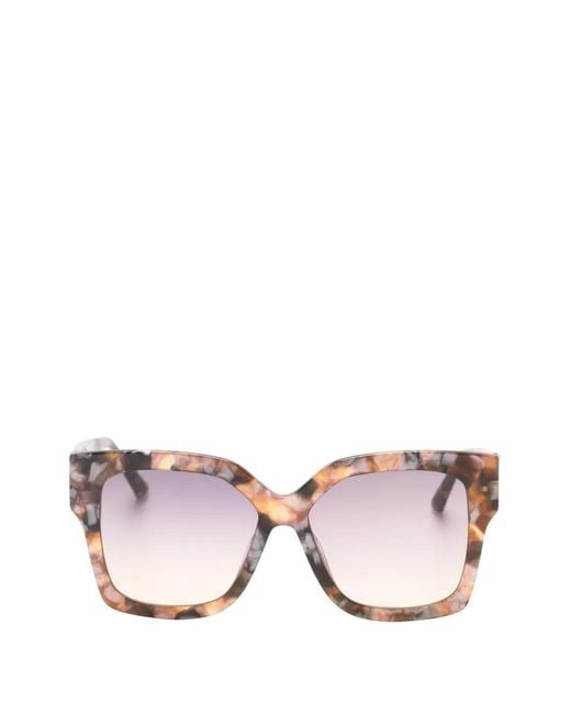 Ted Baker Pink Tortoiseshell-Effect Geometric-Frame Sunglasses