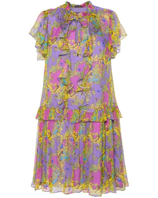 Nissa Flared Mini-jurk Met Bloemenprint in het Purple
