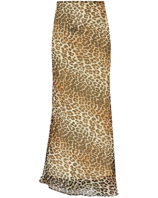 Ganni Brown Skirt With Leopard Print Pattern