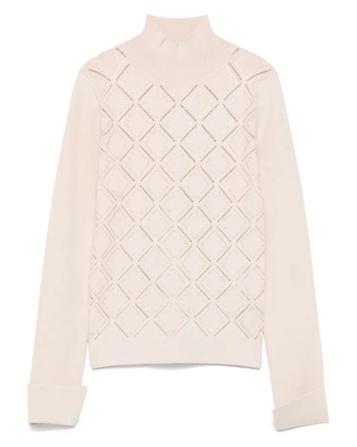 Blugirl Blumarine Trui Met Geometrisch Patroon En Hoge Hals in het Natural