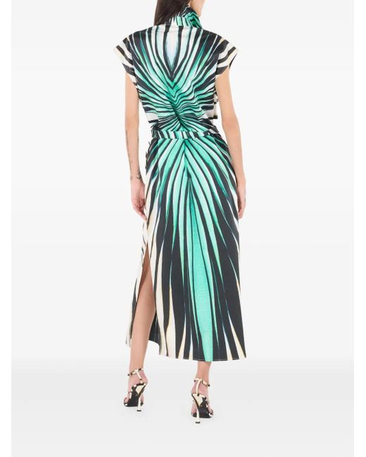 Roberto Cavalli Green Printed Midi Dress