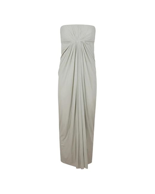 Alberta Ferretti White Strapless Draped Dress