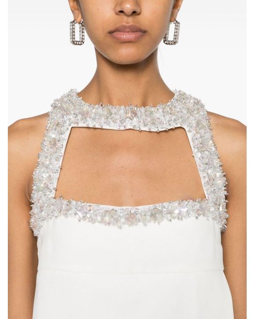 Amen White Crystal-embellished Crepe Mini Dress