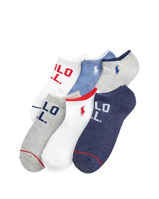 Polo Ralph Lauren Blue Logo-Knit Socks (Pack Of Six)