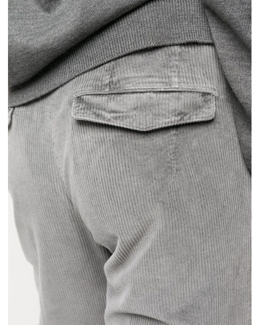 PT Torino Gray Corduroy Straight-Leg Trousers for men