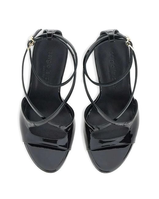 Sergio Levantesi Black Rebel6 Crossed-Strap Sandals