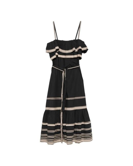 Ulla Johnson Black Lucian Ruffled Midi Dress