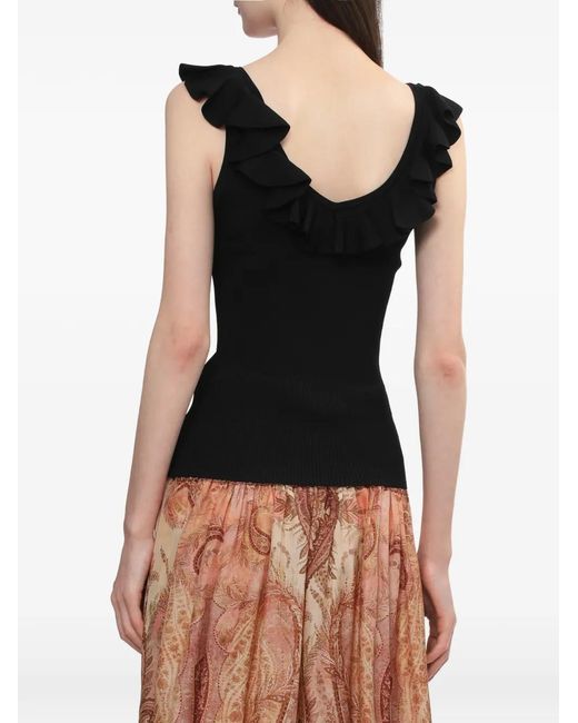Zimmermann Black Fine-ribbed Top