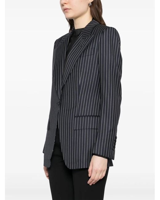 Tom Ford Blue Wool Single-Breasted Blazer Jacket