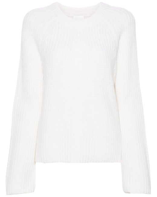 Allude White Gerippter Pullover