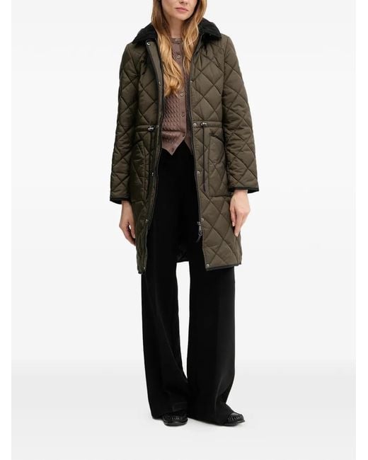 DKNY Green Quilted Hooded Parka