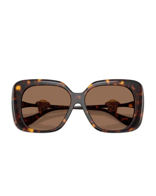 Versace Brown Medusa Square-Frame Sunglasses