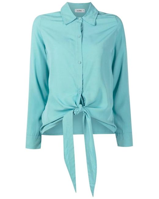 Amir Slama Blue Long-Sleeved Tie-Front Shirt