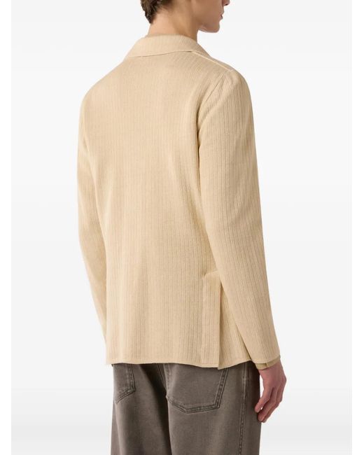 Lardini Natural Single-Breasted Ribbed Jacket for men