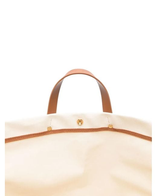 Elisabetta Franchi Natural Logo-Print Cotton Tote Bag