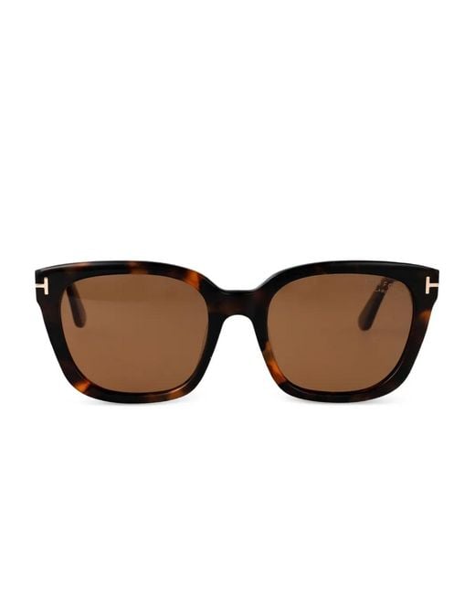 Tom Ford Brown Square-Frame Tortoiseshell Sunglasses