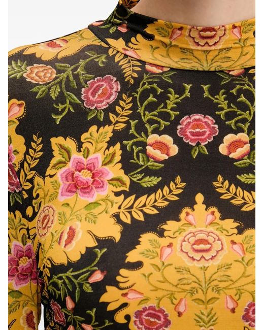 Farm Rio Black Floral-Pattern T-Shirt