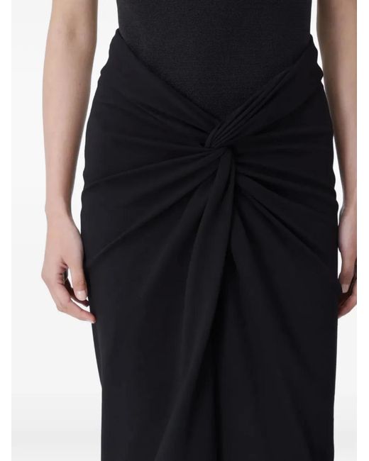 GAUGE81 Black Barina Twist-Detail Draped Midi Skirt