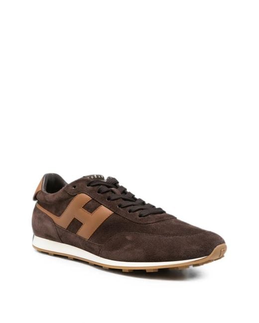 Hogan Brown H699 Logo-Patch Sneakers for men