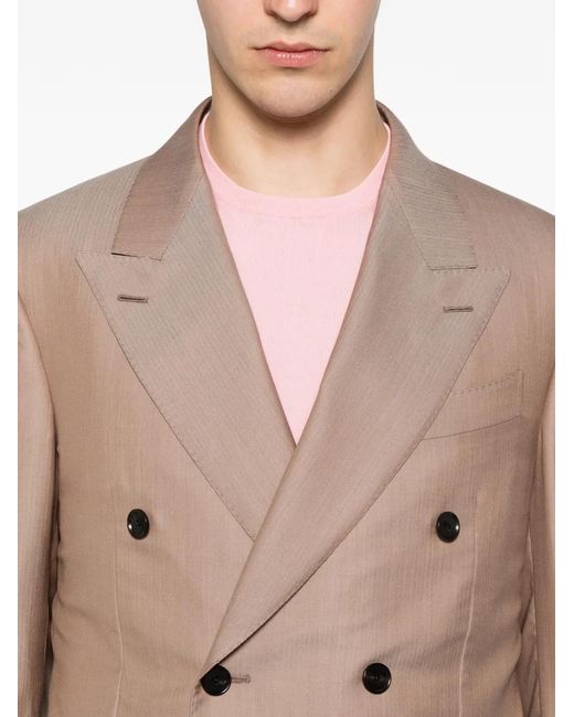 Caruso Natural Costume À Veste À Boutonnière Croisée for men
