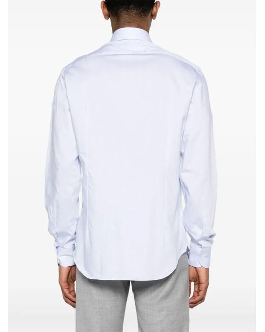 Corneliani White Pointed-Collar Cotton Shirt for men