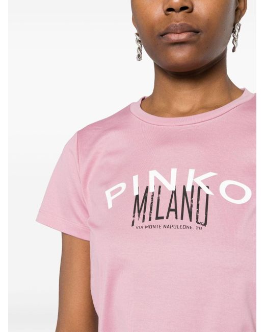 Pinko Pink Logo-print Cotton T-shirt