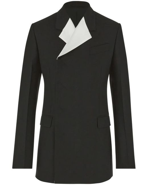 Ferragamo Black Double-Breasted Wool Blazer for men