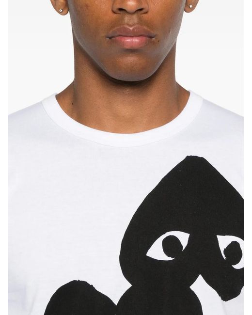 COMME DES GARÇONS PLAY White U T-Shirt Logo Print Knit