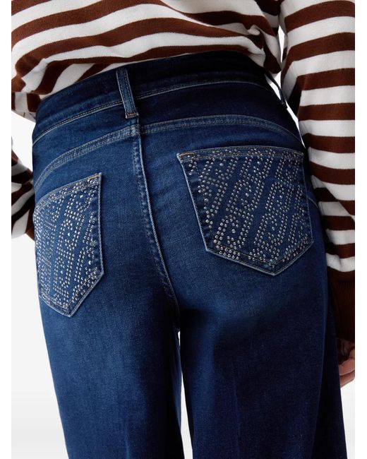 Liu Jo Blue Rhinestone-Embellishment Flared Jeans