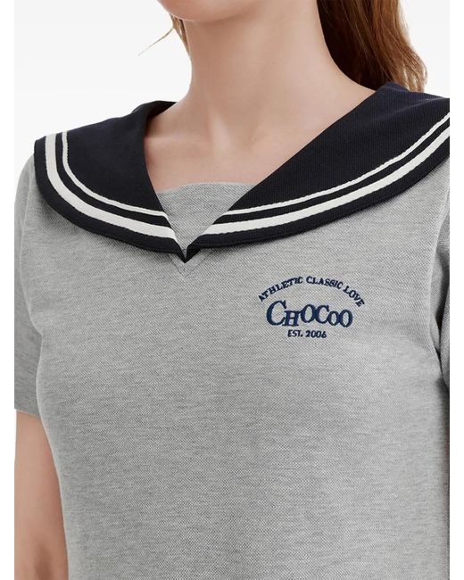 Chocoolate Gray Sailor Collar Short Sleeve Dress
