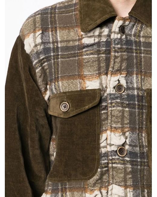 Uma Wang Black Juan Panelled Plaid Jacket for men