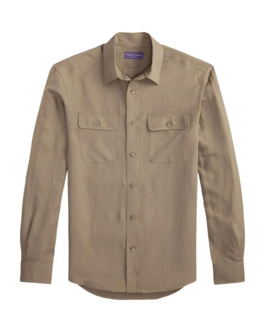 メンズ Ralph Lauren フラップポケット シャツ Natural