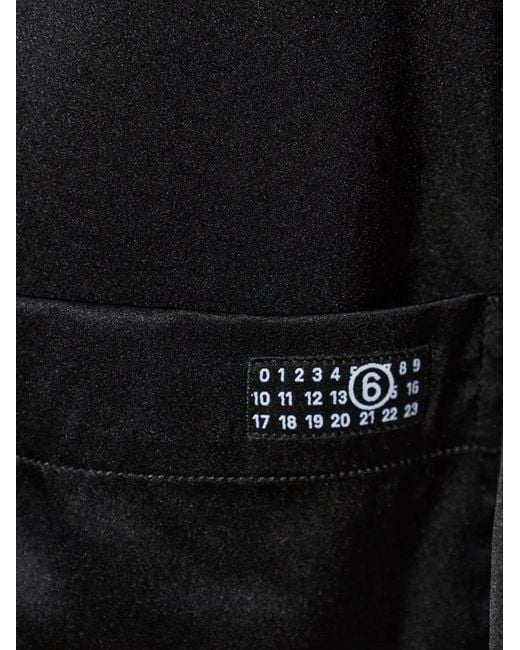 MM6 by Maison Margiela Black Satin-Finish Patch-Pocket Pajama Shirt for men