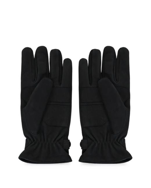 Moorer Black Button-Strap Stitched Gloves for men