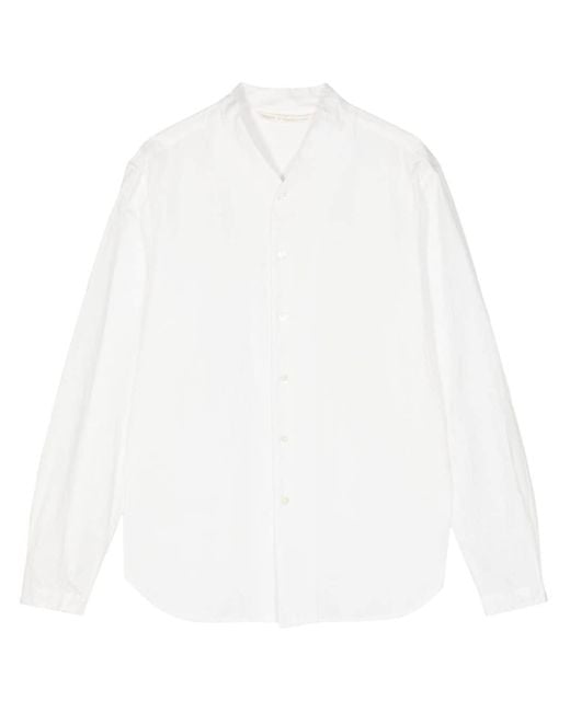 Forme D'expression Kraagloos Katoenen Overhemd in het White voor heren