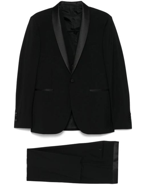 Completo Con Revers A Scialle di Tagliatore in Black da Uomo