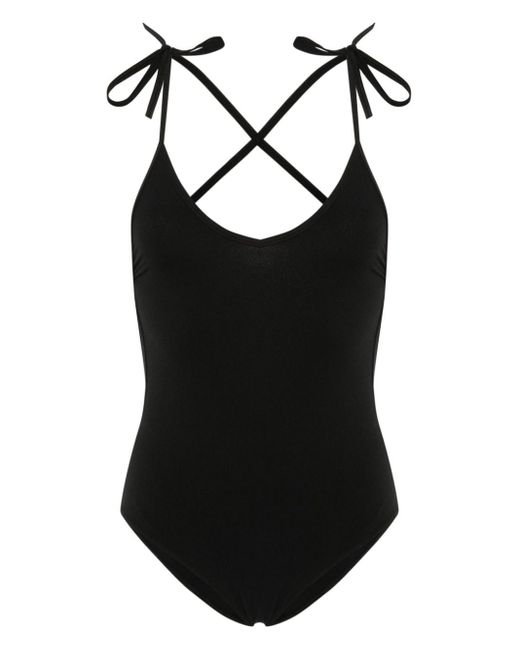 Isabel Marant Black Swan Criss-cross Straps Swimsuit